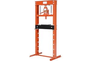 20 T Hydraulic Shop Press, H-Frame Pneumatic Benchtop Hydraulic Shop Press with 2 Press Plates, Adjustable Height for Garage, Workshop, Orange - 1