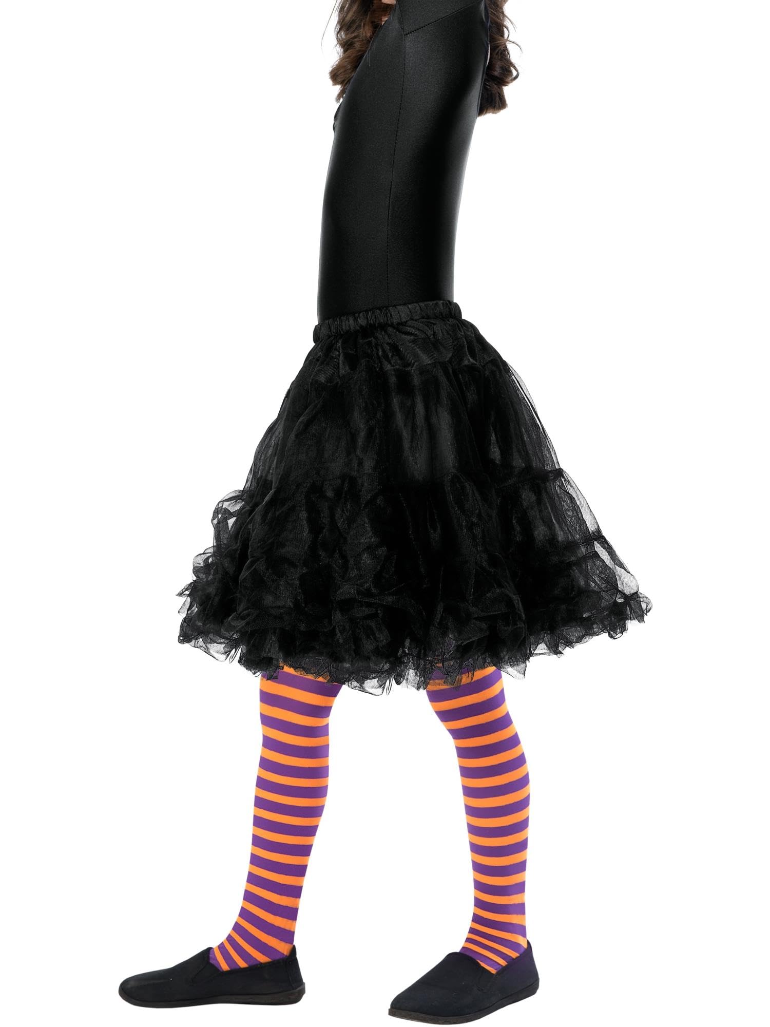 Smiffys Wicked Witch Tights, Child, Orange & Purple Age 6-12, Children's Tights and Petticoats Fancy Dress, Witch Dress Up Accessories
