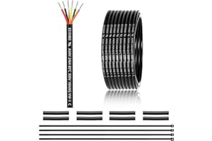 ENERJOUR 18 Gauge 6 Conductor Electrical Wire 25FT, UL 2464 18 AWG 6 Wire Cable Tinned Copper PVC Stranded 18/6 Core Wire for LED Lighting, Outdoor Low Voltage Extension Cable, Automotive etc.