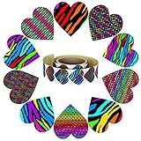 Heart Stickers Roll 50% OFF | These 10 Vibrant Color Designs make up The Best Assorted Heart Stickers Roll on Amazon | Includes a full 130 1.5