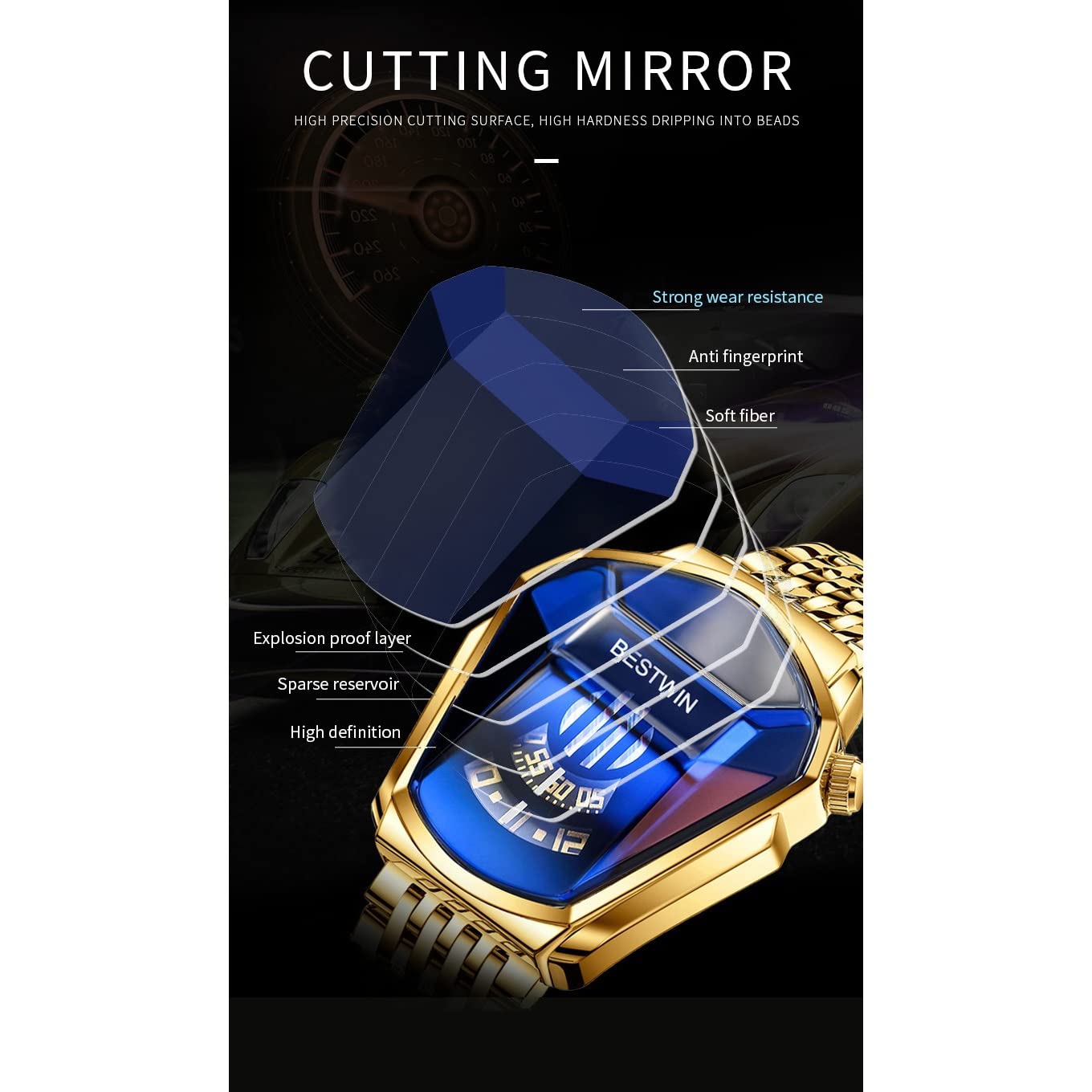 FENKOO Luxusmarke Sport Militäruhr Männer Gold Edelstahl Quarz wasserdichte Armbanduhren Uhr