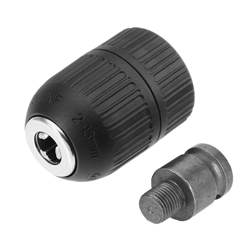 INTVN Drill Chucks, Plastic Drill Chunks 2-13mm Keyless Plastic Drill Chuck 1/2"-20UNF with 1/2” Chuck Adaptor for Impact Wrench Conversion