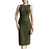 Women's Crew Neck Elegant Sleeveless Midi Bodycon Dress Work Cocktail Pencil Dresses