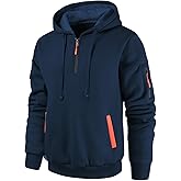 Leidowei Men's Hoodies Casual Pullover Hooded Sweatshirt Long Sleeve Quarter Zip Hoody Tops With Kangaroo Pocket