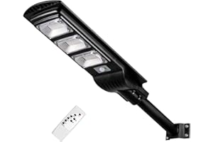 HCOOR 300W Solar Street Light Outdoor with Motion Sensor 12000mAh 6500K Daylight LED Solar Security Flood Lamp Dusk to Dawn w