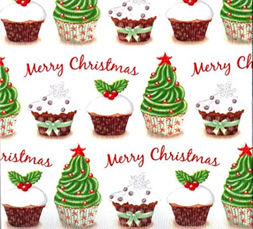 Christmas Cupcakes Heavy Embossed Gift Wrapping Paper -26