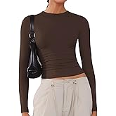 Women's Soft Long Sleeve Shirts Crew Neck Tops Basic Tees Stretchy Going Out Crop Tops Y2K Slim Fit T-Shirts