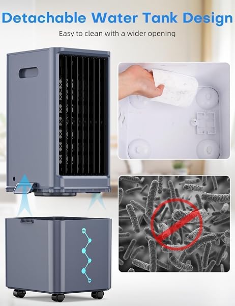 COOLECH WINDOWLESS AIR CONDITIONER W/ 4 MODES & 3 SPEEDS, WATERLESS ALERT, 2.4-GAL TANK FOR 20H COOLING, 12H TIMER, 20FT REMOTE, 70° AUTO SWING EVAPORATIVE AIR COOLER, PORTABLE AC UNIT FOR BEDROOM
