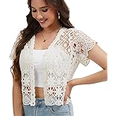 Women's Short Sleeve Bolero Shrugs Crochet Lace Open Cardigan