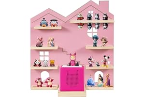 YUXSM Large Tonie Shelf House for Toniebox,Magnetic Wooden Floating Shelves Compatible with Tonie Accessories, Characters & Figures, Display Collection（Pink L）