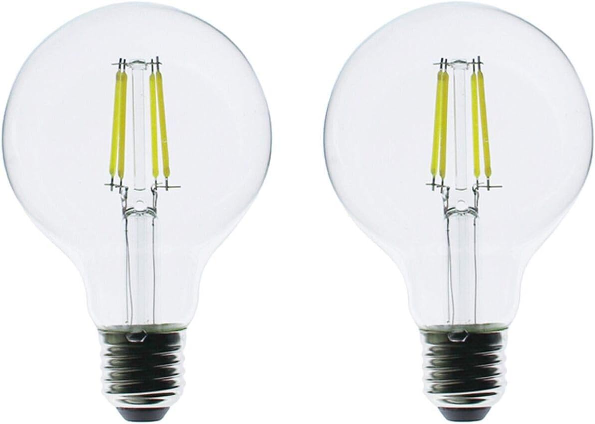 ZFQ 4W G80 (80mm) E27 LED Filament Glass Globe Cool White 6500K, 40 Watt Incandescent Bulb Equivalent