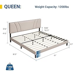 Avenco Queen Bed Frame, Upholstered Platform Bed