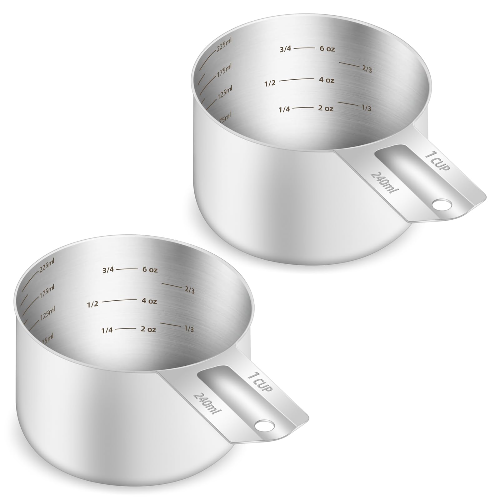 BERYLER 2PCS 1Cup (240ml, 8oz) Single Measuring