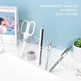 Uquelic 5-Compartment Clear Acrylic Pen Organizer Desktop Tidy view 2