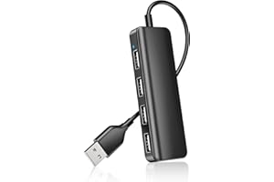 HERFAIR USB Hub,USB Splitter,USB 4-Port Extender Multiport USB Adapter 1 in 4 Out USB Expander for Charging/Data Sync Compatible with PC, Laptop, PS4, Mac Mini, MacBook, Surface Pro, More, USB2.0 Hub Under $5