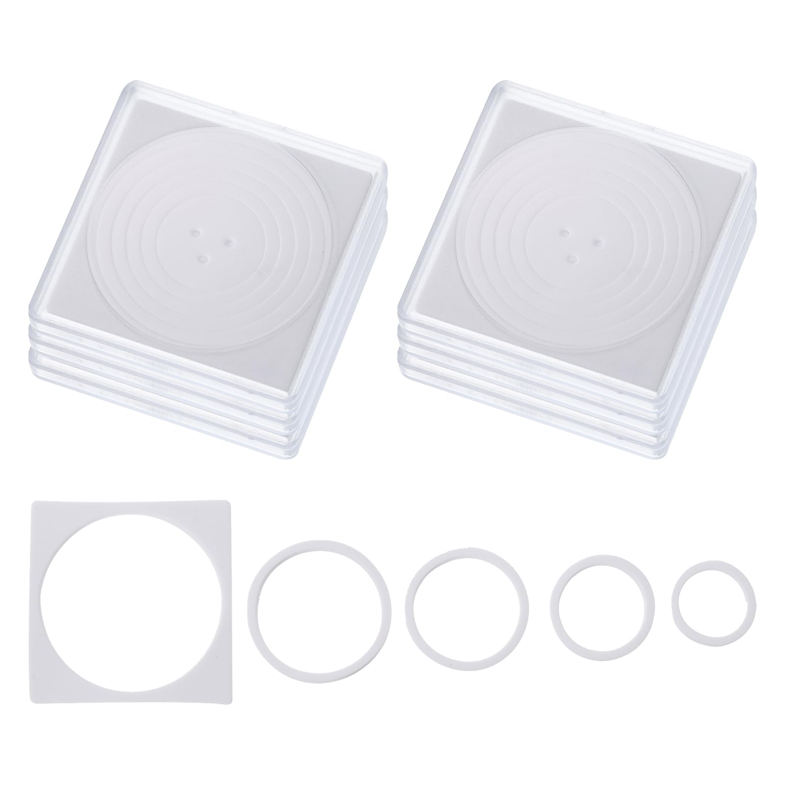 PATIKIL Coin Snap Holder, 6 Pack Silver Dollar Coin Holders for Collectors Coin Case with Foam Gasket Square Fit 18/23/28/33/38mm Coins, Clear White