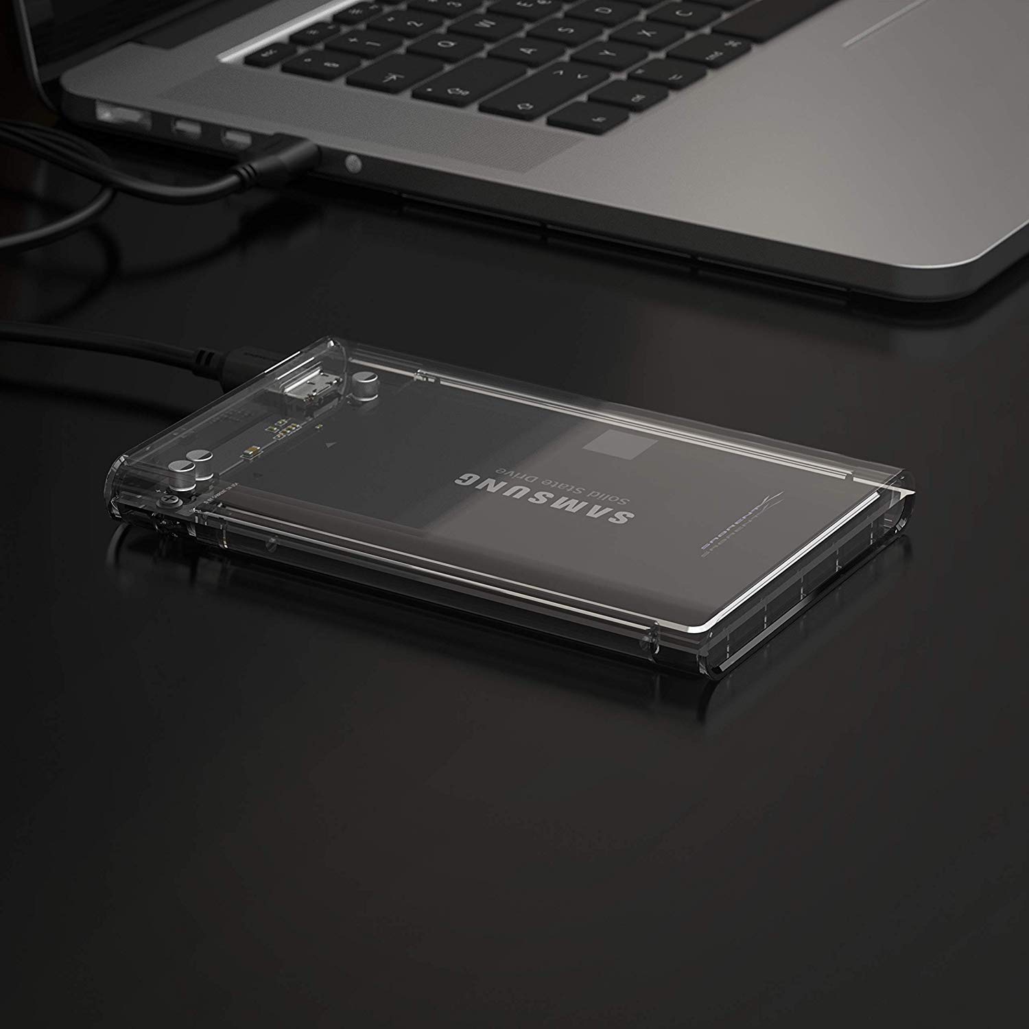 SABRENT 2.5 Inch SATA to USB 3.0 Tool Free Clear External Hard Drive Enclosure [Optimized for SSD, Supports UASP SATA III] (EC-OCUB)