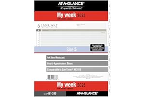 AT-A-GLANCE 2025 Planner Refill, Weekly, 8-1/2" x 11", Folio Size 5, Loose-Leaf (491-285-25)