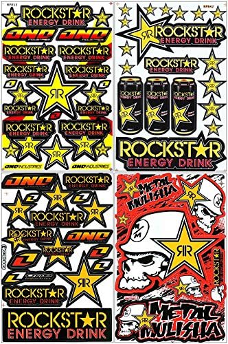 Lot of 4 Sheets, Rockstar Energy Sticker Car Racing Motorcross Decal Motorcycle Truck Graphic Logo Bicycle Bike Stickers