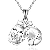 AXOMY Boxing Necklace 925 Sterling Silver Boxing Gloves Pendant Necklace Boxing Jewelry for Women