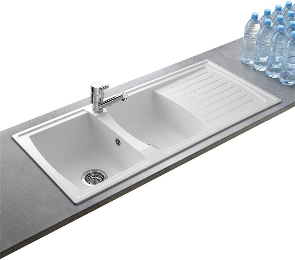 Synthetic Double Sink Unit, 1 Drain, White Amazon.co.uk DIY & Tools