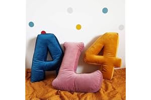 MOMAID Velvet Letter Pillow Soft Initial Throw Cushion Decorative Alphabet Kids Room Nursery Decor Baby Toddler Gift (Dusty Rose, Letter L)