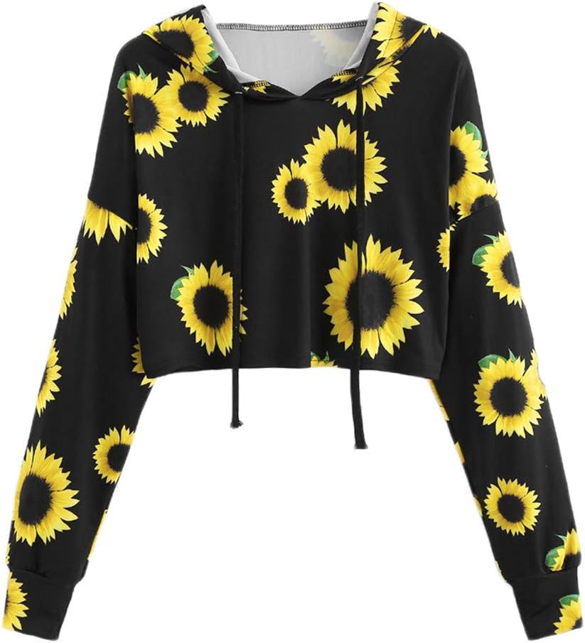 Women Fashion Cropped Hoodie Tie Dye Long Sleeve Sweatshirt Casual Pullover Top
