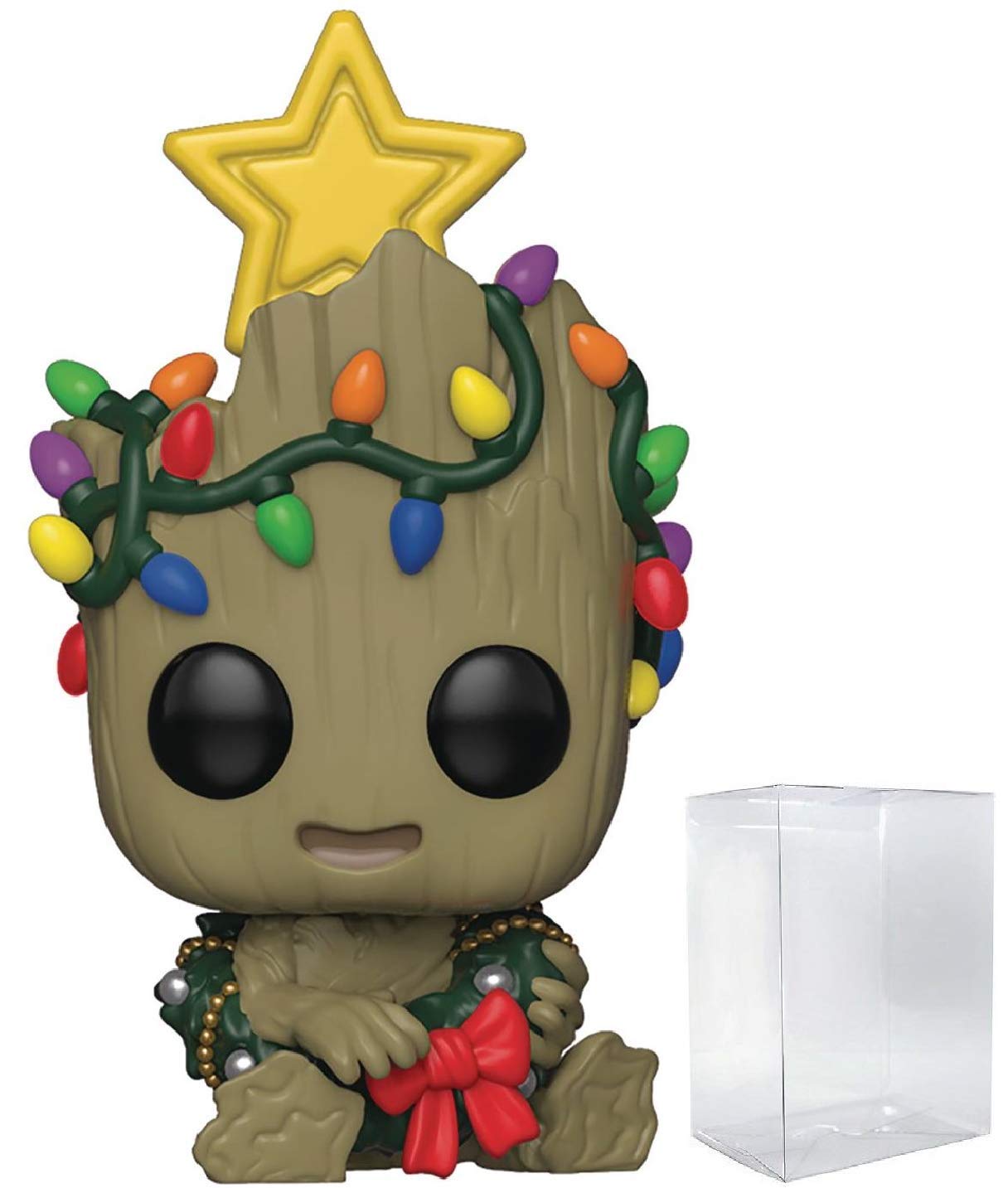 POP Marvel: Holiday - Toddler Groot with Wreath Funko Pop! Vinyl Figure (Bundled with Compatible Pop Box Protector Case), Multicolored, 3.75 inches