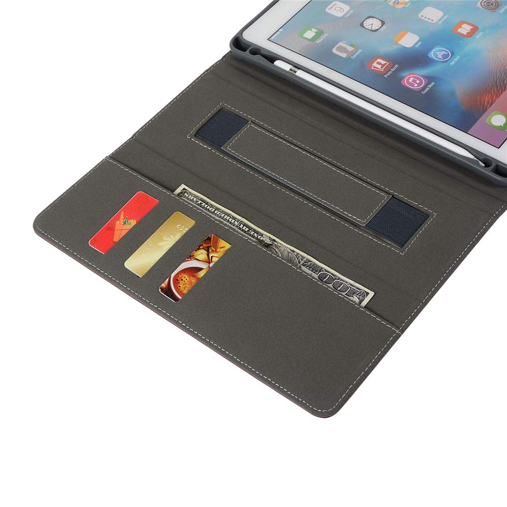 Hülle für Apple Neu iPad 2018 / 2017 9.7 mit Apple Pencil Halter und effektive Wärmeableitung TPU hintere Abdeckung, MLorras Premium Business Ultradünn Superleicht Stoßfest Smart Schutzhülle mit Auto aufwachen / Schlaf und Einstellbarem Stä