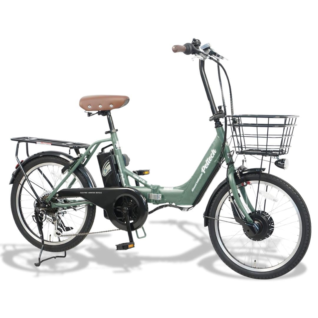 PELTECH TDN-212L-KH 20インチ アルミ折り畳み電動アシスト自転車 フル装備 外装6段変速 カーキ ペルテックの商品画像