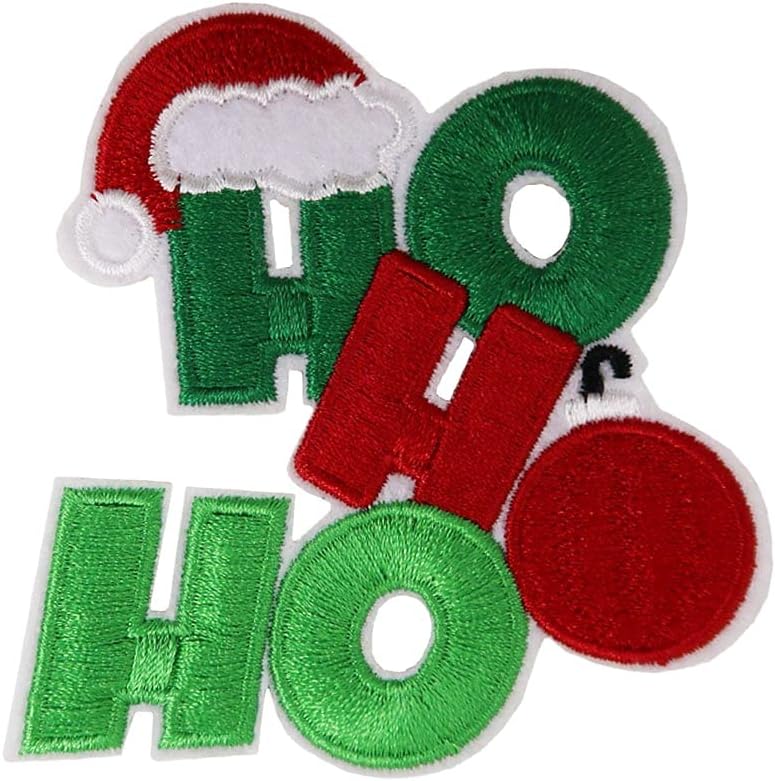 Mixed Media - Christmas Shirt DIY, HO HO HO Santa Hat Christmas Embroidered Iron On Patch