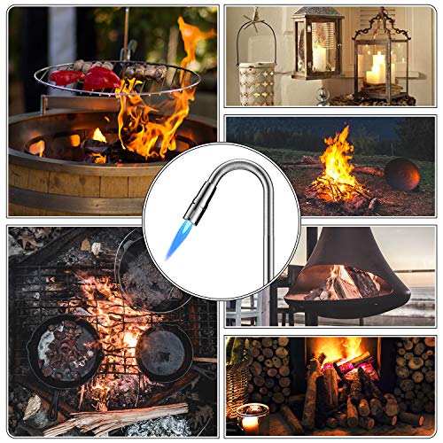 Fire Lighter Jet Flame Butane Gas Windproof Refillable Long Reach Safety Igniter for Open Fires Gas Hob Stove Oven Wood Burners Fireplace Grills BBQ Cookers Camping Firework (NO Butane PREFILLED)