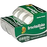 Duck Brand Matte Finish Invisible Tape Gift Wrap Dispenser 3-Pack, Clear, 0.75 x 300 Inches