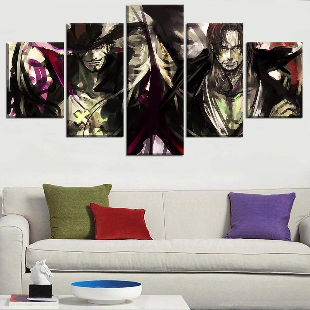 Prints on Canvas Animation One Piece Man Character Painting 5 Pieces Hd Print Poster Wall Art Picture Living Room Home Decor With Frame (Size 2)