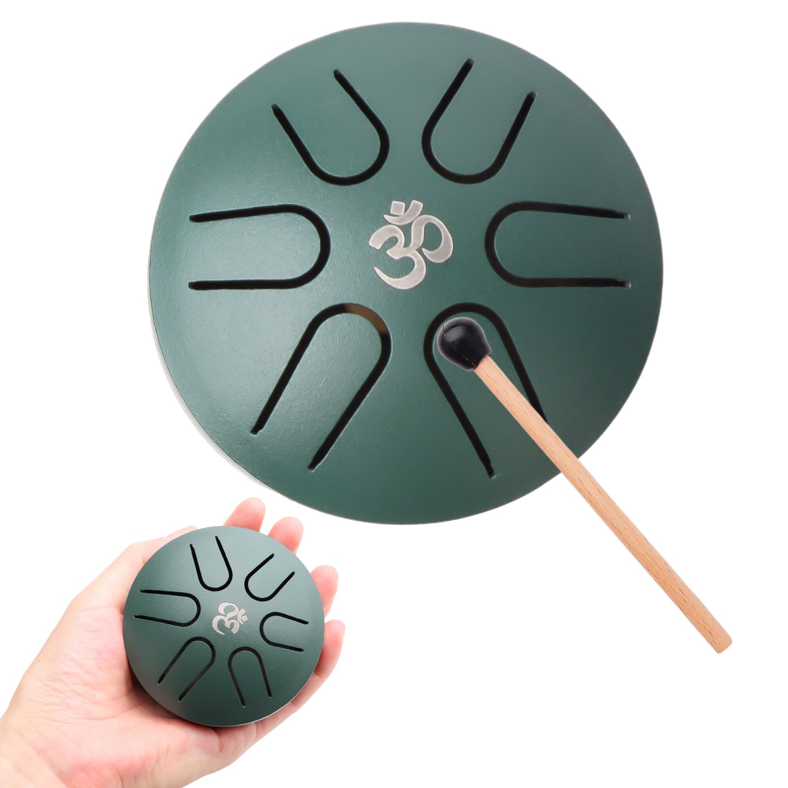 Steel Tongue Drum 3 Inch 6 Note, Hand Pan Drums with Musical Ccore, Drumstick, Scale Stickers, Portable Handpan Drums, Tongue Drum for Yoga, Meditation, Music Education, Play, Mind Healing (Green)