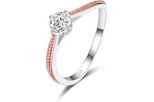 Emsione 925 Sterling Silver Plated Created Rainbow Topaz Round Cut Thin Statement Eternity Promise Ring Engagement Wedding Bands for Women