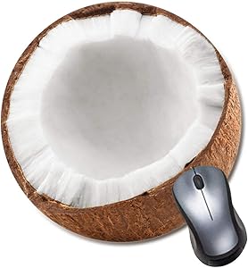 Coconut Mouse Pad, Round Tropical Fruit Mousepad, Cute Funny Gift, Food Mouse Mat,Non-Slip Gaming and Office Mouse pad