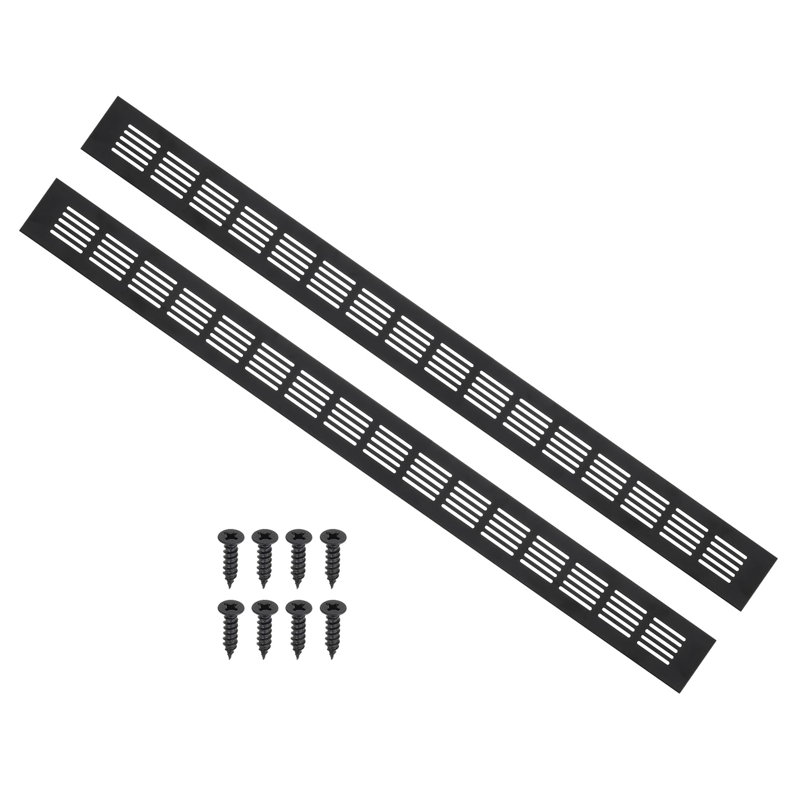 PATIKIL 23.6 x 2 Inch Door Air Vent Cover, 2pcs Aluminum Grille Ventilation Cover Louvered with Mounting Screws for Cabinet Wardrobe Door, Black