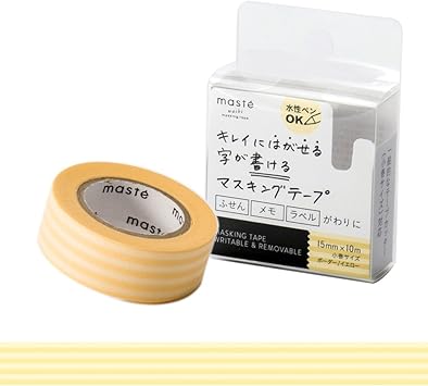 Amazon マークス 水性ペンで書けるマスキングテープ 小巻15mm幅 マステ ボーダーイエロー Mst Fa07 Ye マスキングテープ 文房具 オフィス用品