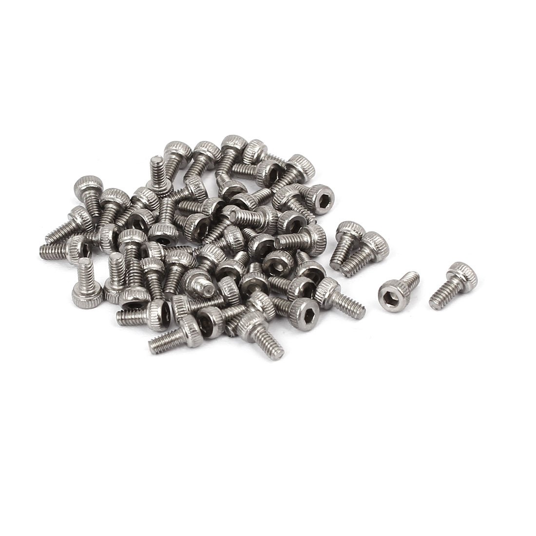 uxcell M2 x 4mm 0.4mm Pitch 304 Stainless Steel Hex Socket Head Cap Screw DIN912 55pcs