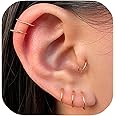 6mm Cartilage Helix Tragus Nose Small Gold Huggie Hoop Earrings for Women,22 Gauge