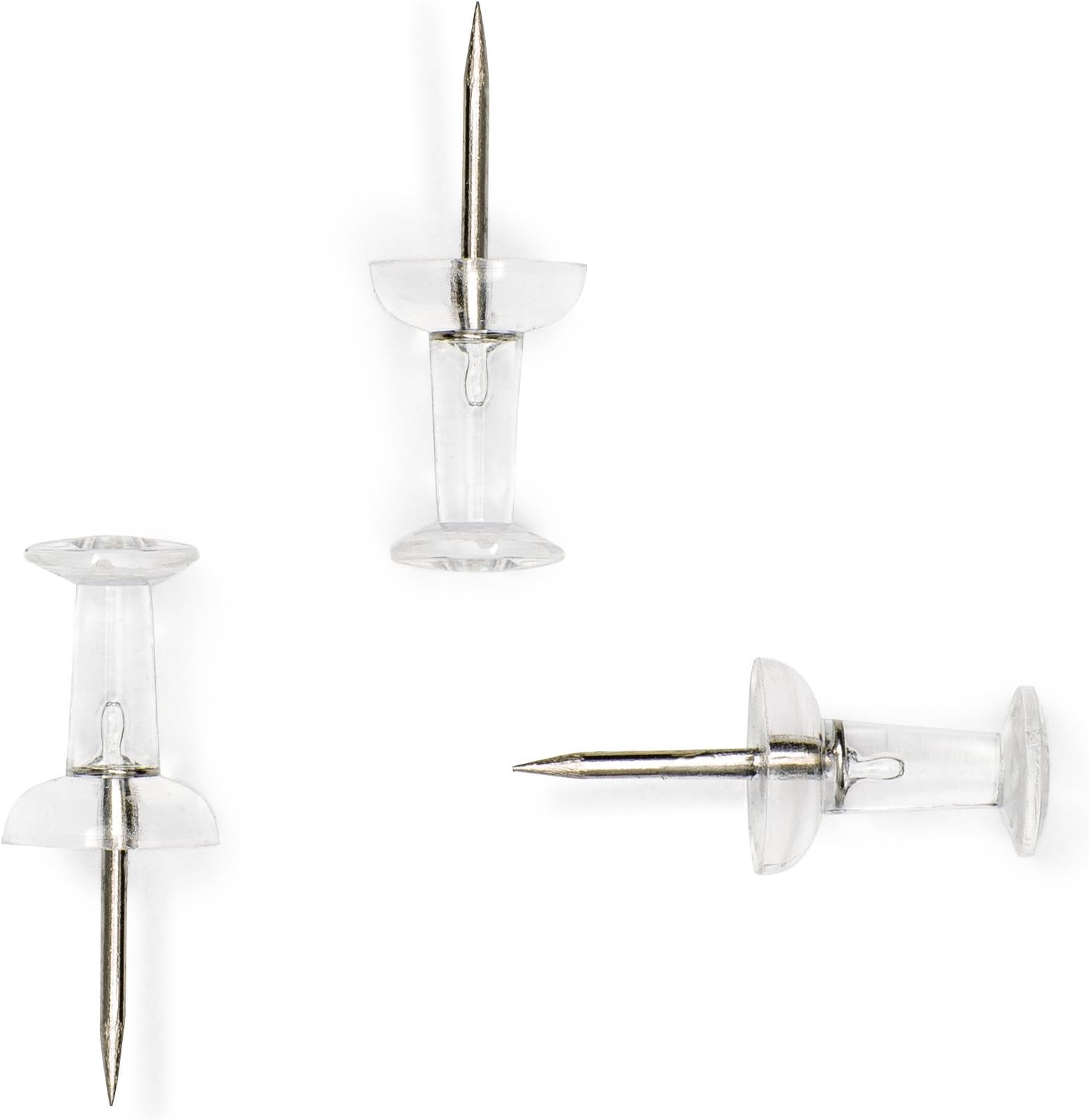 Pack of 1000 Clear Push Pins Thumb Tacks, 3/8 Pin, By Standard Stationers