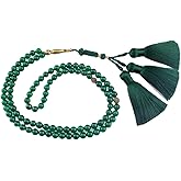 beirunde Muslims Islamic Dhikr 99 Tasbeeh Tasbih Prayer Beads, Green Agate Stone Beads with Tassel