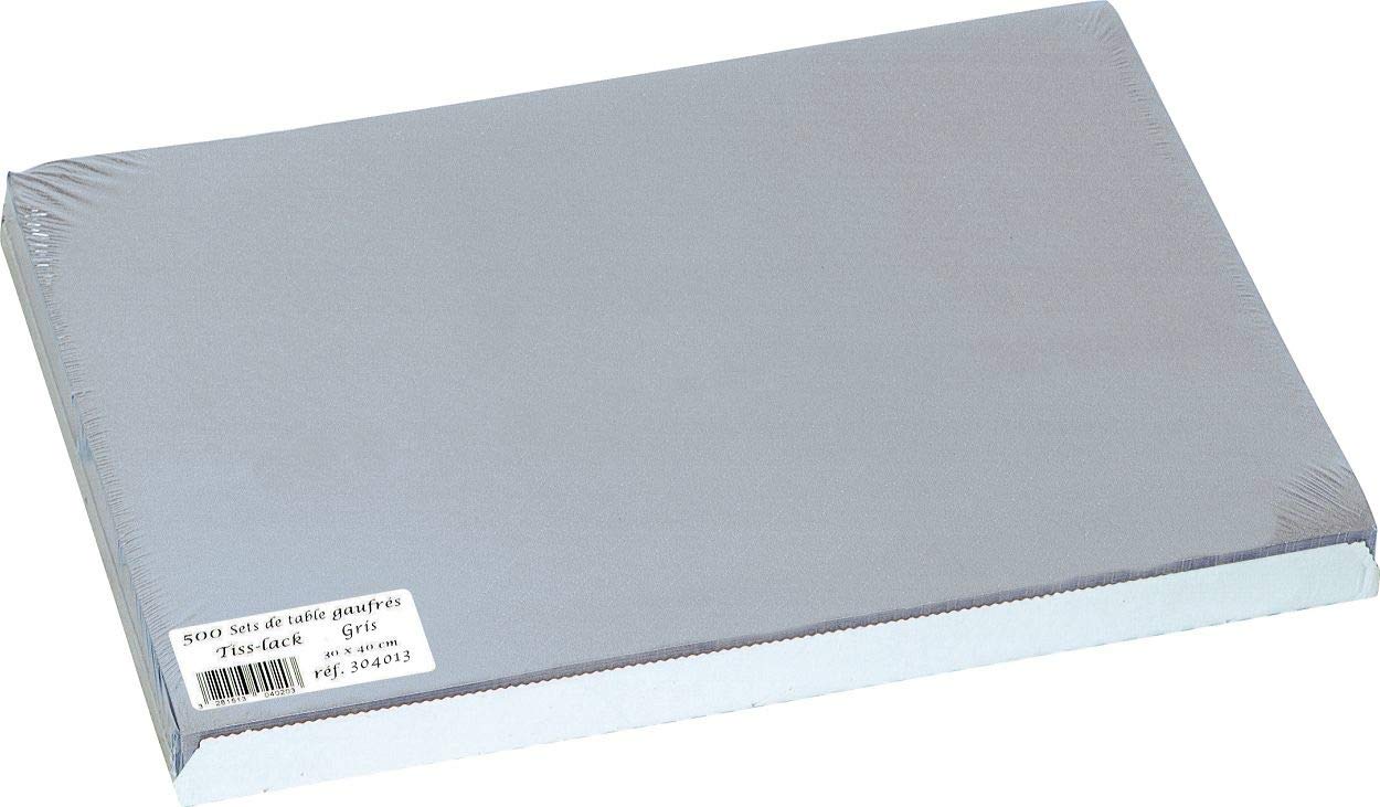 Disposable placemat in embossed and satin paper - Size 30X40 cm - Made in France - In tray of 500 sets. - gray (pastel)