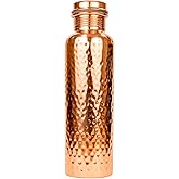 Toshali Seamless Leak Proof Ayuverdic Hammered Copper 34oz O2 Water Bottle - Handcrafted with Pure Ayuverdic Tradition – Premium Quality Drinking Bottle for Sports, Yoga, Fitness, Gym, Outdoors