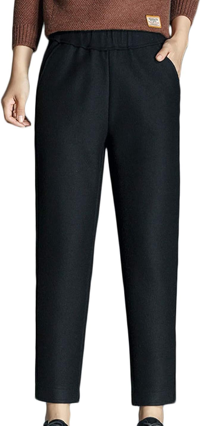 elastic waist tapered trousers