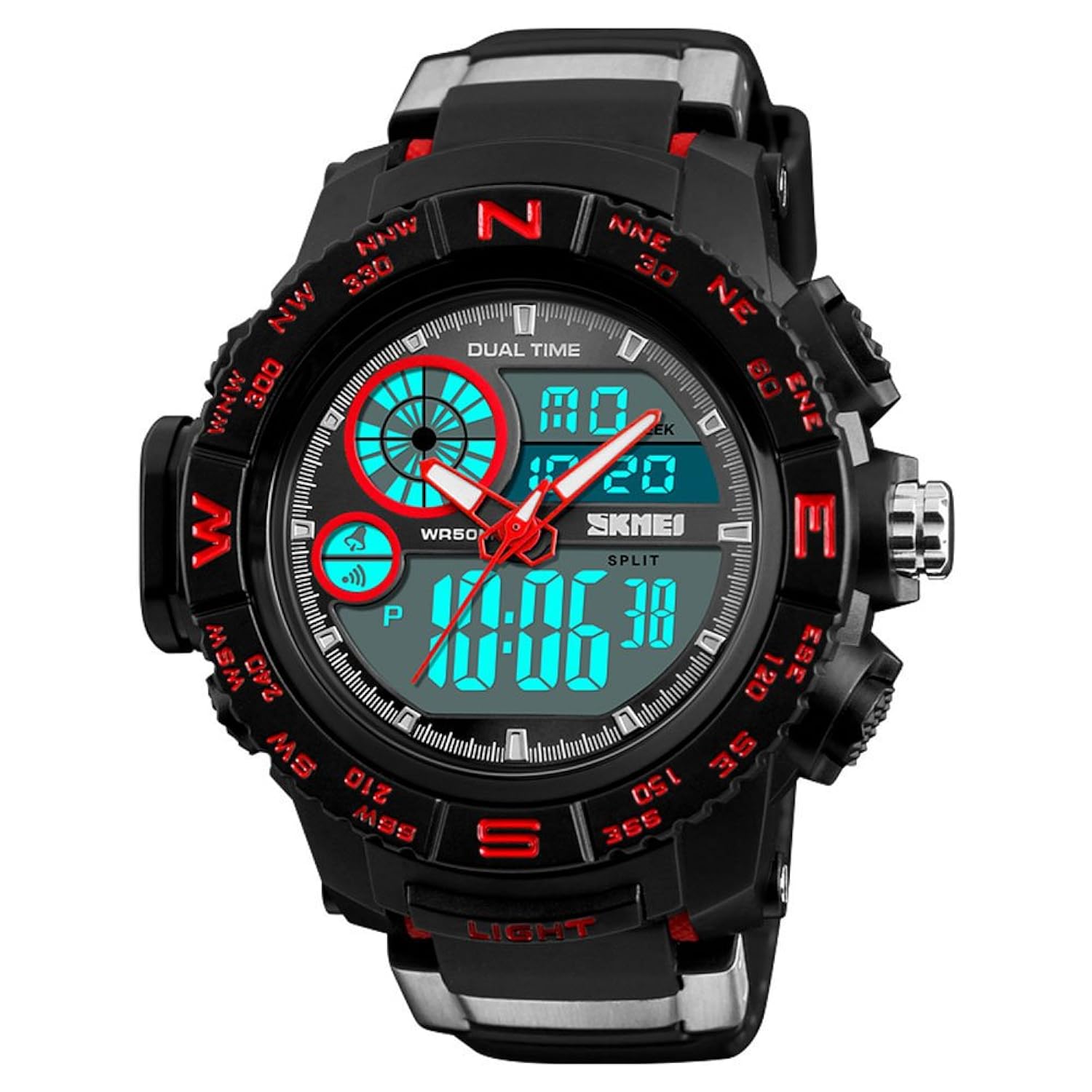 正規激安 メンズs Shock Watchesアウトドアデュアル表示スポーツ腕時計ファッションカジュアル50 M防水ledデジタルクオーツ時計 55mm レッド B07bw2hfl2レッド Seminario Ekosbrasil Org