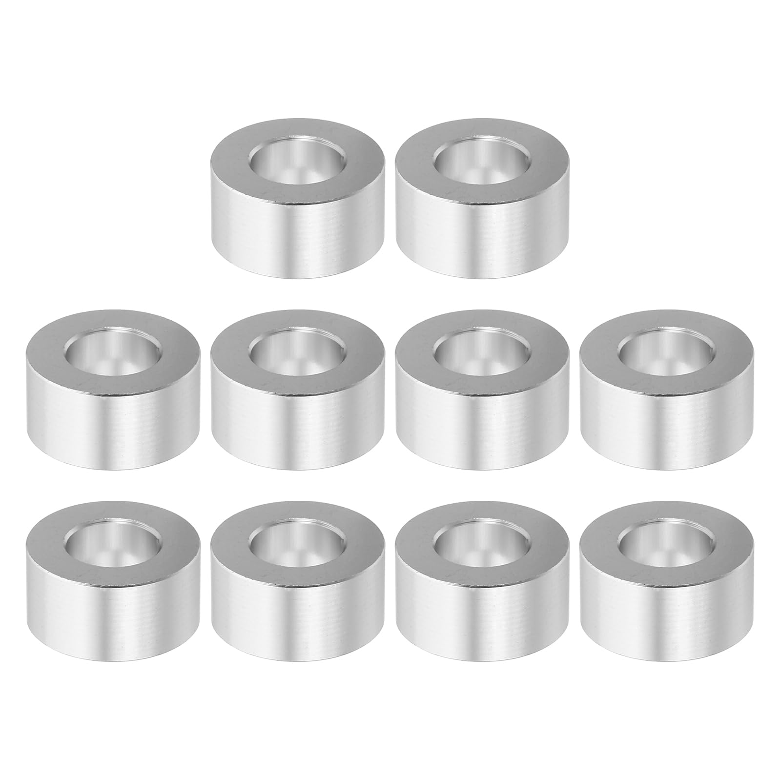 PATIKIL M10 Aluminum Spacers, 10 Pcs Metal Spacer Aluminum M10 X3/4"OD X7/16"L Aluminum Spacer Screw Standoff Round for 3/8" or M10 Screw Bolts, Silvery