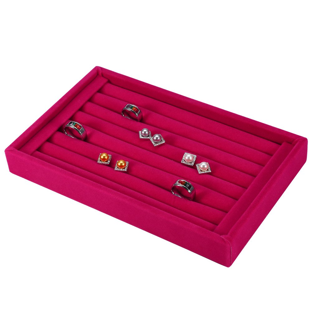 Betued Jewellery Box with Velvet Slots for Ring Storage, Elegant Jewellery Display, Pink Ring Box