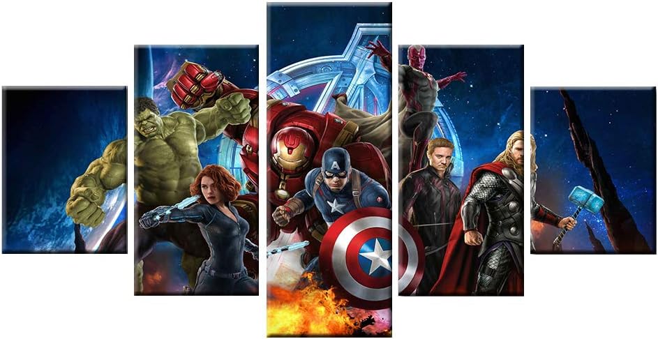 Fukcarry 5 Piece Frameless Printed The Avengers Poster Prints Canvas Pictures Paintings on Canvas Wall Decor Art for Home Decor Unframed Poster